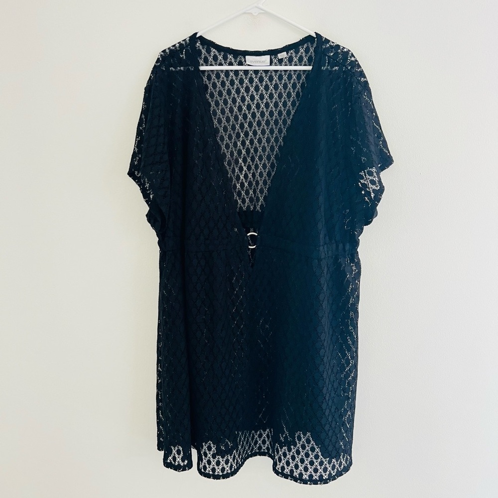 Avenue Black Crochet Swim Coverup